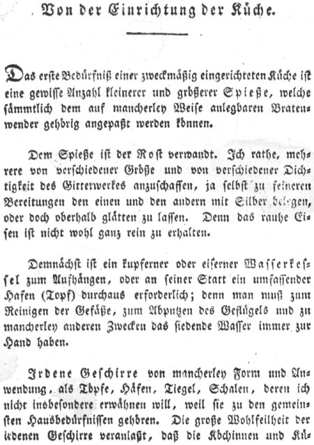 Von der Einrichtung der K&uuml;che
