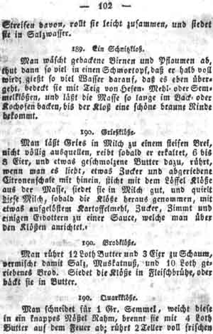 Grießklöße, Klöße, Puddings und Mehlspeisen