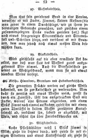 Wasserkalteschale, Kalte Schalen