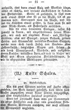 Weinkalteschale, Kalte Schalen