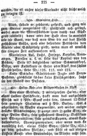 Wildbretkuchen in Aspik, Zwischenspeisen