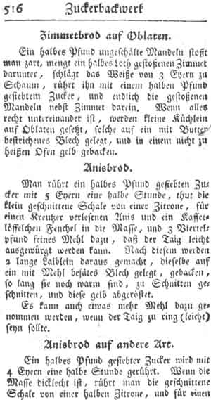 Anisbrot, Zuckerbackwerk und Konfekt