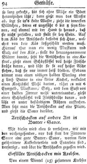 Artischocken in Buttersauce, Gem&uuml;se