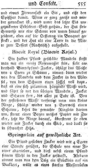 Biskuit Royal, Zuckerbackwerk und Konfekt