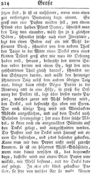 Blinde Pastete, gro&szlig;e Pasteten