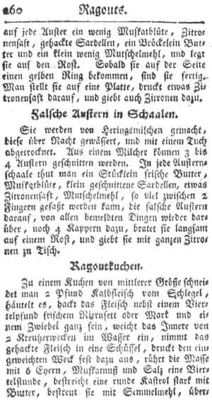 Falsche Austern, Ragouts