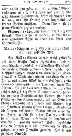 franz&ouml;sische Kalbsrippen, Zulagen auf Gem&uuml;se