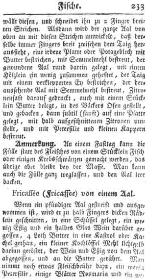 Frikassee vom Aal, Fische