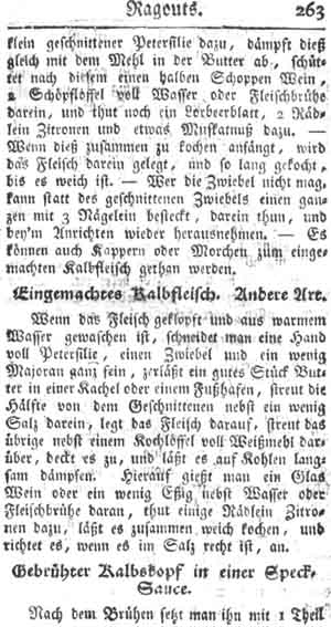 gebr&uuml;hter Kalbskopf, Ragouts