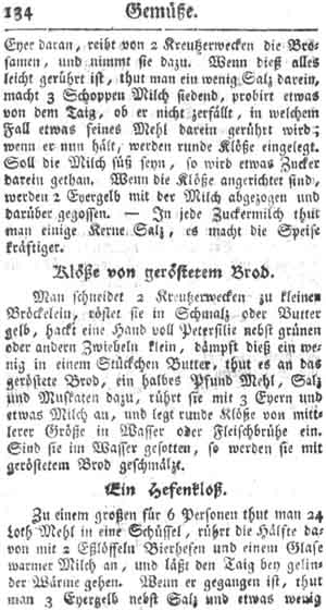 Hefenklo&szlig;, Gem&uuml;se