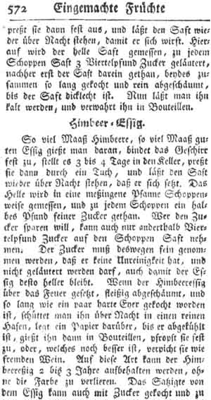 Himbeeressig, eingemachte Fr&uuml;chte und Gefrorenes