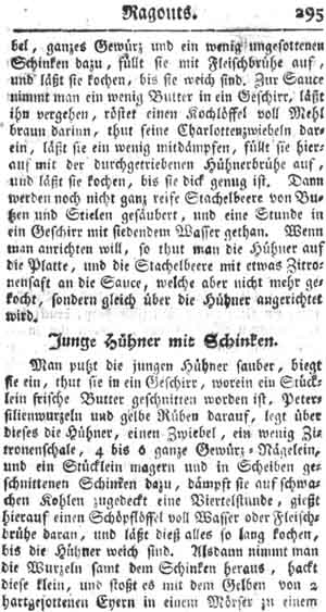 H&uuml;hner mit Schinken, Ragouts