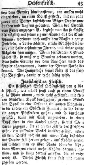 italienisches Fleisch, Ochsenfleisch