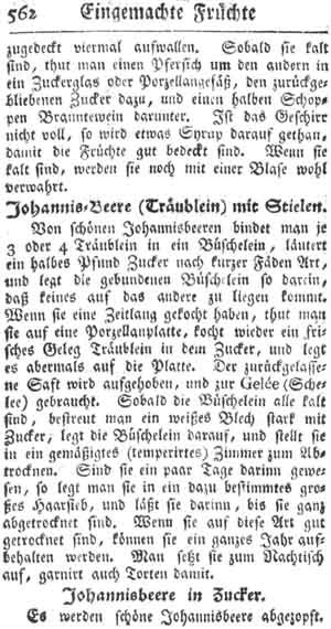 Johannisbeeren, eingemachte Fr&uuml;chte und Gefrorenes