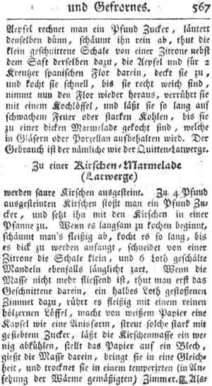 Kirschmarmelade, eingemachte Fr&uuml;chte und Gefrorenes