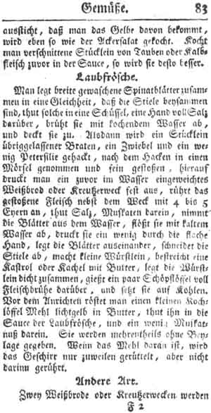 Laubfr&ouml;sche, Gem&uuml;se