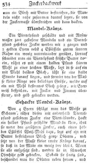Mandelkr&auml;nze, Zuckerbackwerk und Konfekt