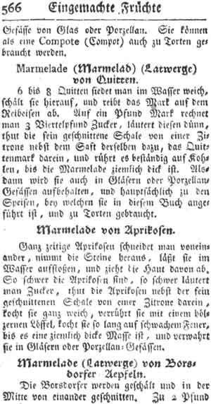 Marmelade, eingemachte Fr&uuml;chte und Gefrorenes