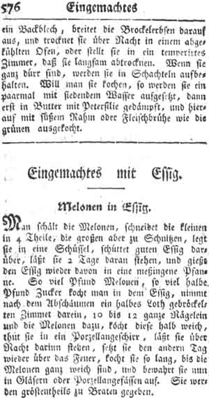 Melonen, Eingemachtes mit Essig