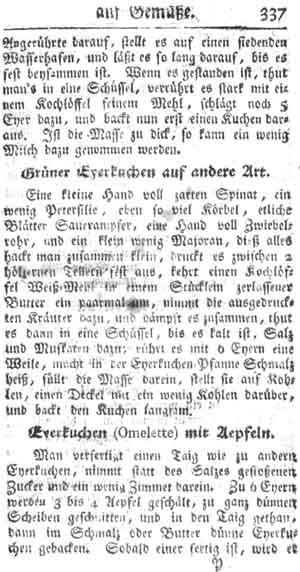 Omelette, Zulagen auf Gem&uuml;se