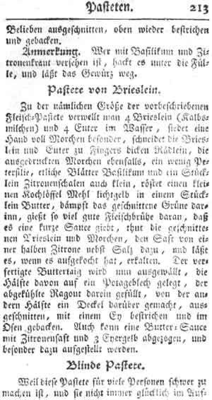 Pastete von Brieslein, große Pasteten