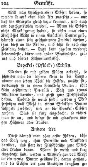 Pfl&uuml;ck-Erbsen, Gem&uuml;se