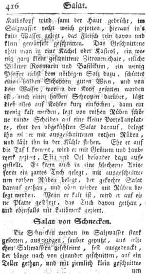 Salat von Schnecken, Salat