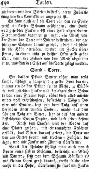 Sandtorte, Torten