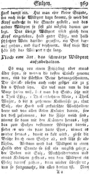 schwarzes Wildbrett, Sulzen