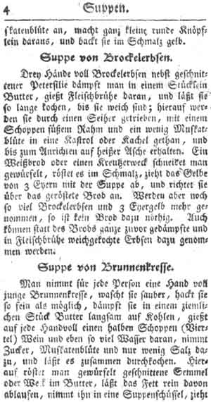 Suppe von Brockelerbsen, Suppen