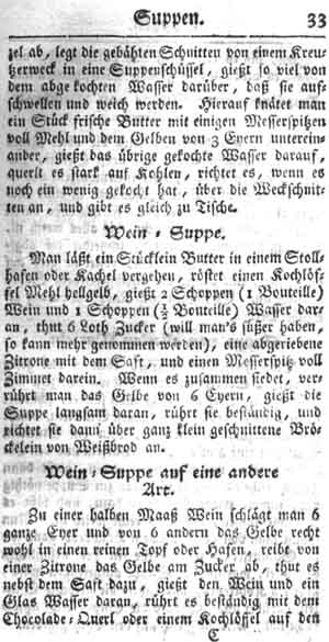 Wein-Suppe, Suppen