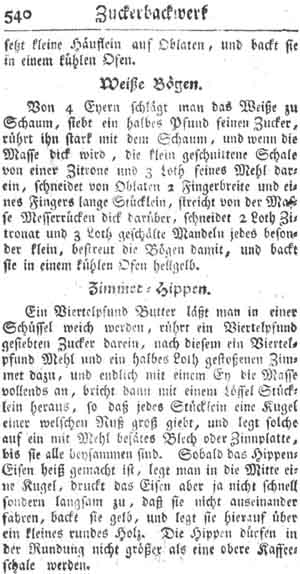 Zimthippen, Zuckerbackwerk und Konfekt